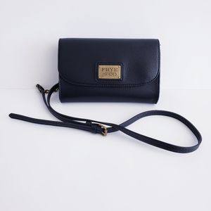 FRYE & Co. Pebbled Genuine Leather Crossbody Bag Convertible to Clutch Black